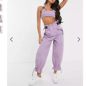 ASOS DESIGN Exclusive Cargo Pants in Lilac (Petite)